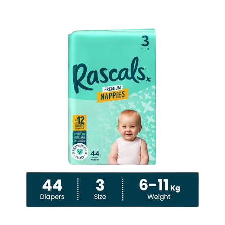 Rascals Jumbo Diapers Size 3 - 44Pc