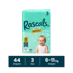 Rascals Jumbo Diapers Size 3 - 44Pc